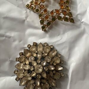 Vintage Crystal and Gemstone Brooch Set